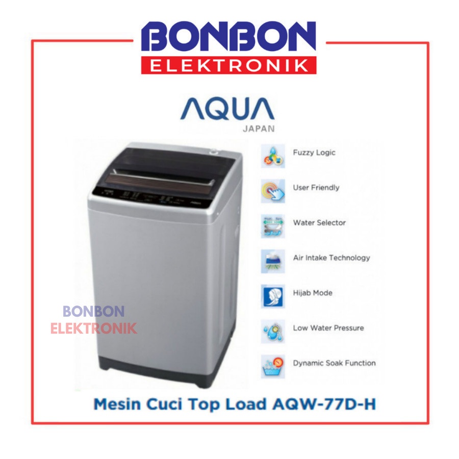 AQUA Mesin Cuci Top Loading 1 Tabung 7KG AQW-77D-H (BK) / AQW 77DH DH