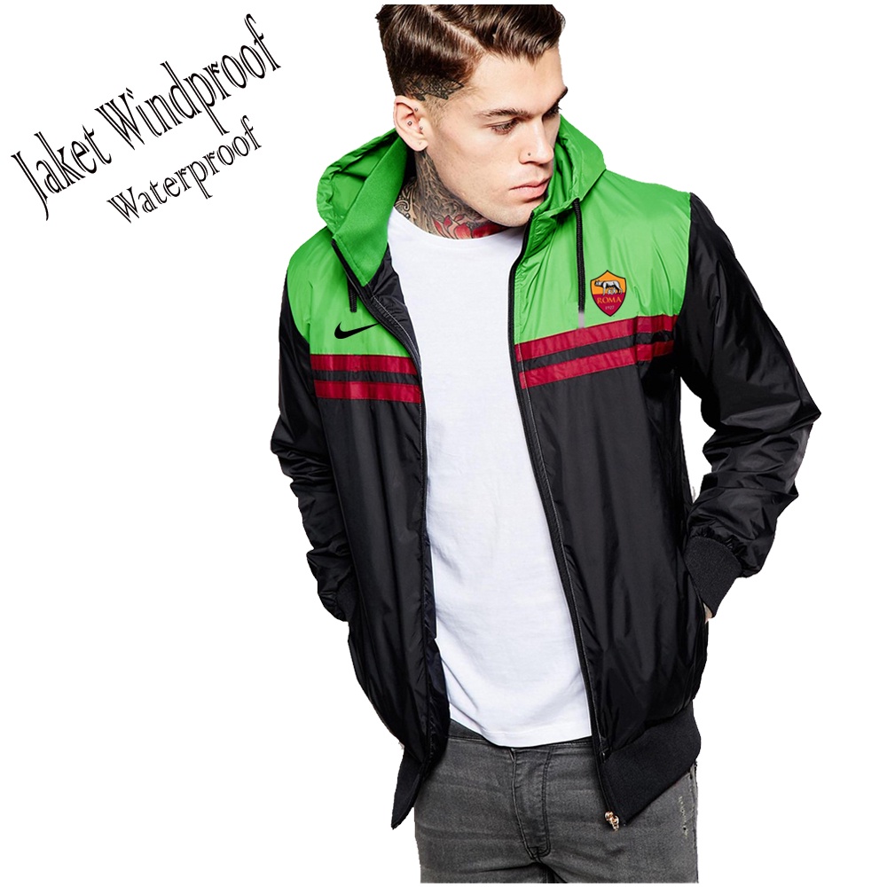 Jaket Parasut Windproof Logo As roma/Jaket Original