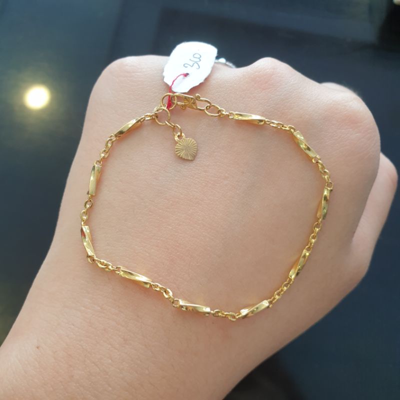 Gelang tangan dewasa rantai lilit kombinasi emas asli kadar 300