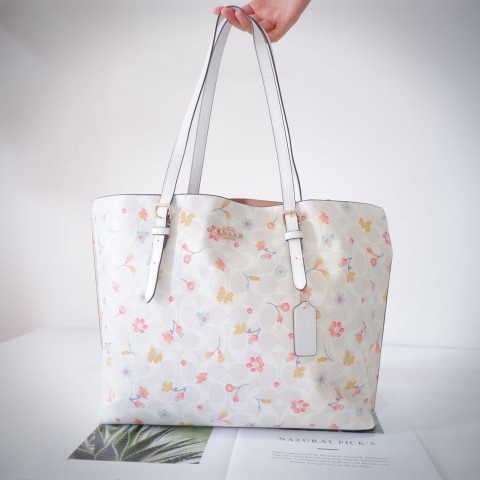 TAS WANITA COACH MOLLIE TOTE IN SIGNATURE CANVAS WITH MUSTICAL FLORAL PRINT