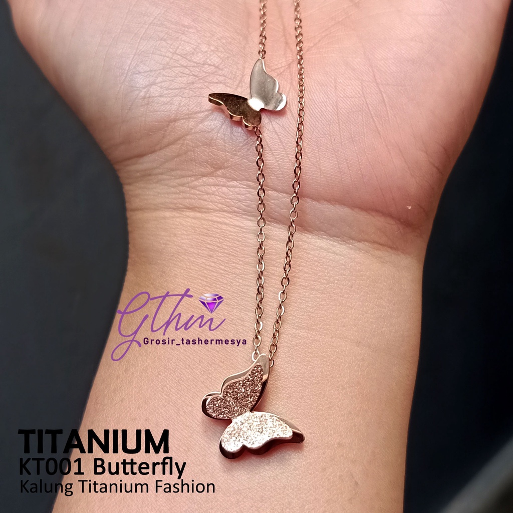 Kalung Titanium Butterfly Perhiasan kualitas Premium Stainless Steel 316L Anti karat KT001 GTHM