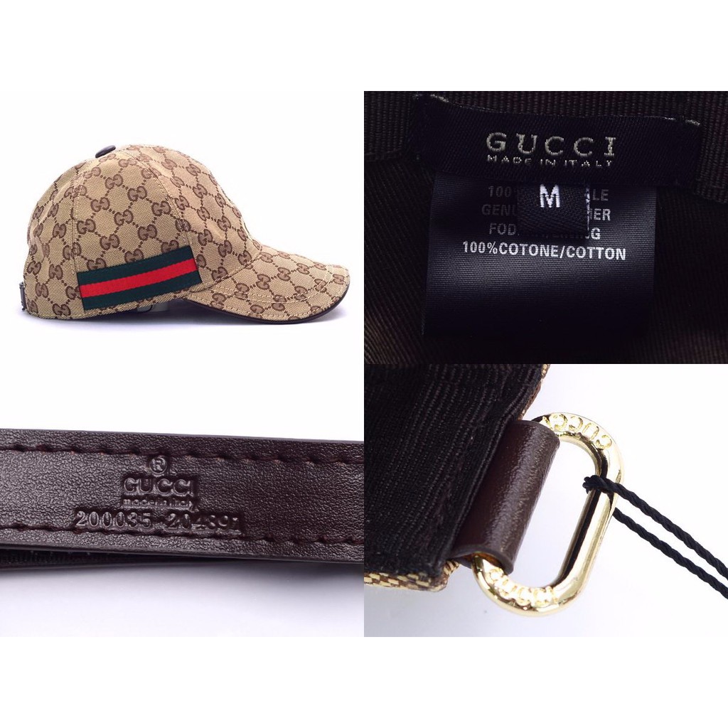 HARGA PROMO Topi Gucci Canvas GG Original Web Coklat Tua PHC001