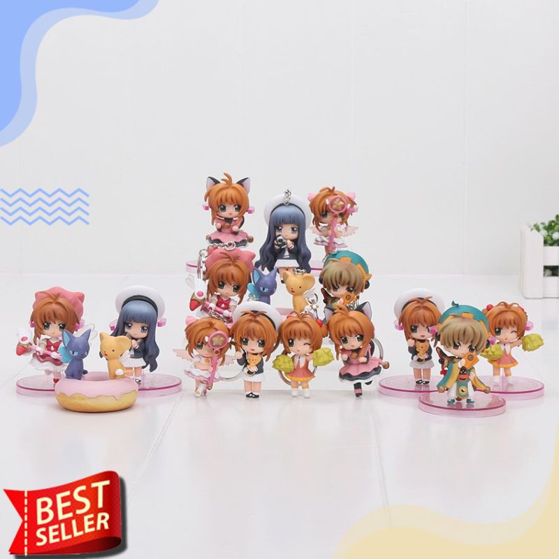 Anime Figure Import Berkualitas 8 Pcs/lot Cardcaptor Sakura Kinomoto Pvc Gambar Keychain Liontin Mai