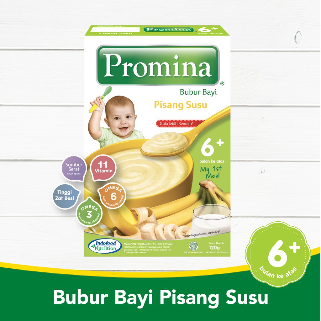 Bubur bayi Promina cocok untuk Mpasi 6+ bulan tinggi protein , kalsium