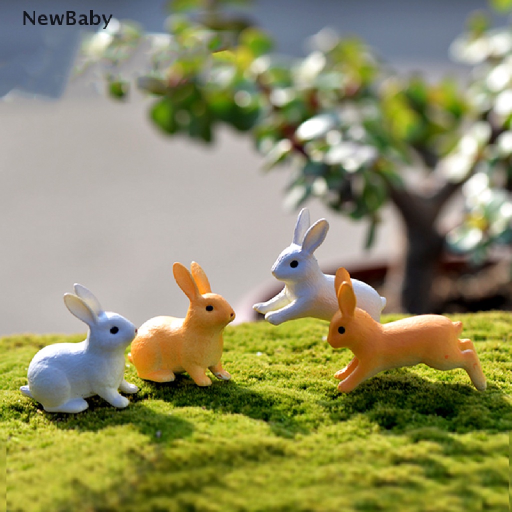 NewBaby 2/4pcs Rabbit Ornaments Miniature Figurine Micro Landscape Terrarium Fairy Decor ID