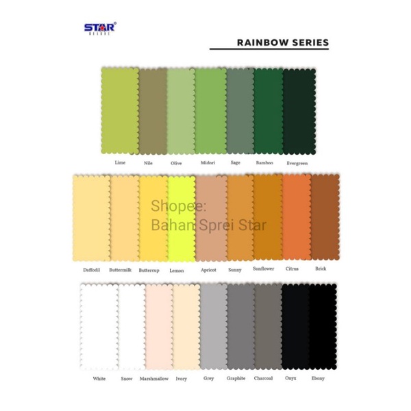 Bahan Kain Sprei Star - Polos Rainbow Series