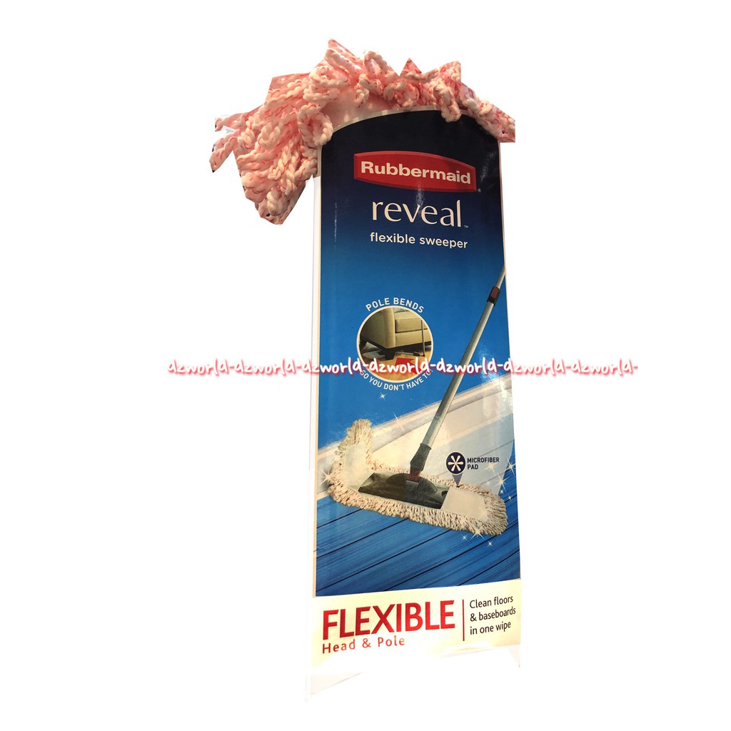 Rubbermaid Reveal Flexible Sweeper Head Pole Alat Pel Tangkai dan Kain