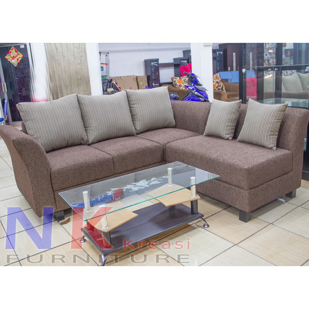 Sofa Kursi  ruang  Tamu  L Minimalis  sofa sudut mewah MEJA 