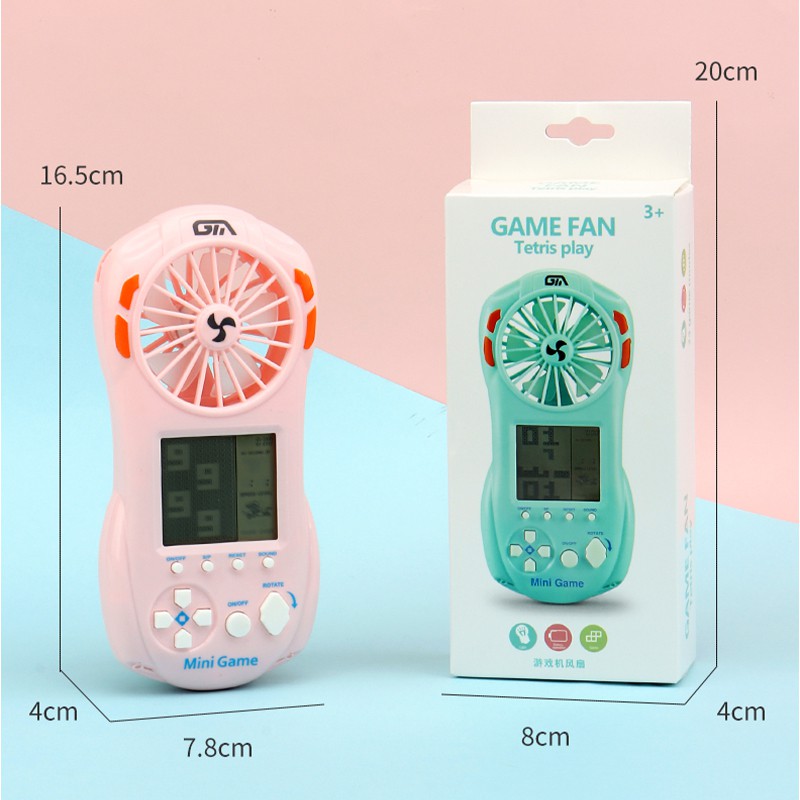 Mini Fan Portable Tetris Bricks Game Kipas Genggam Kecil Konsol Game Genggam Game Kecil