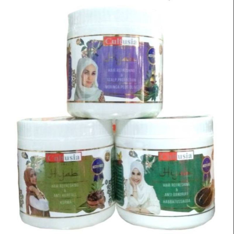 Cultusia Creambath Hijab 500ML  moringa + olive Habbatussauda Kurma / CREAM BATH CREAM RAMBUT