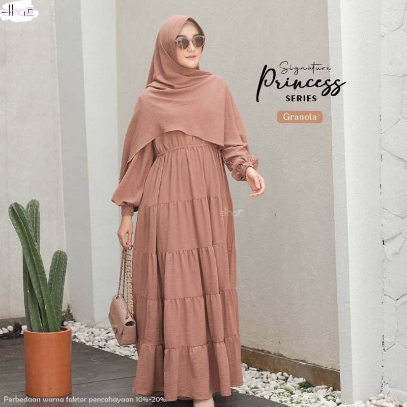 Princess Series Gamis Set Elha Terbaru Crinkle Kekinian Free Ciput