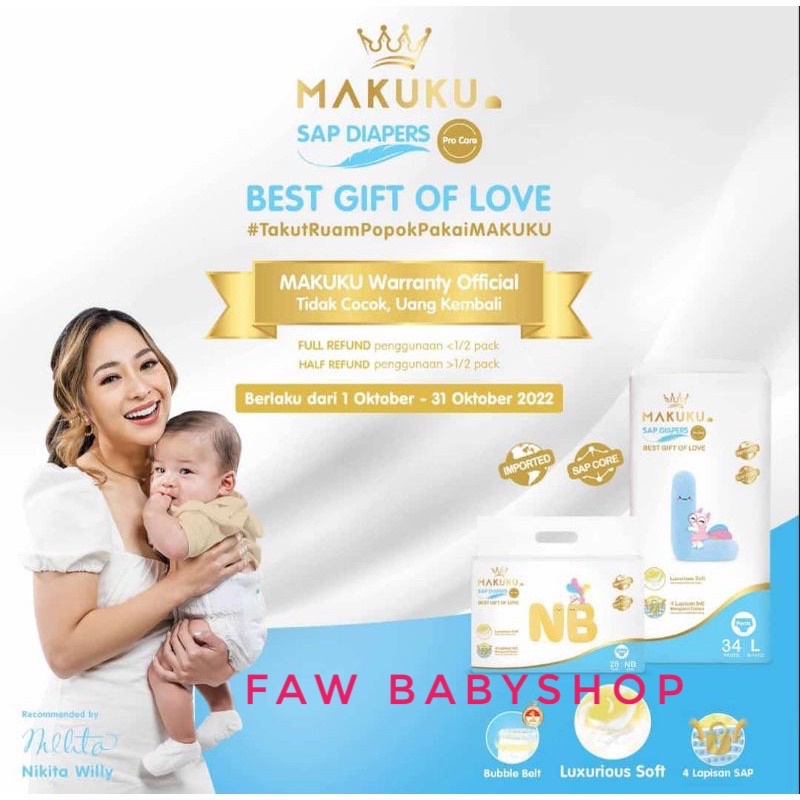 PRODUK TERBARU MAKUKU SAP DIAPERS PRO CARE ANTI RUAM SANGAT HALUS ANTI GUMPAL ANTI BOCOR with BUBBLE BELT / POPOK VIRAL / POPOK SULTAN