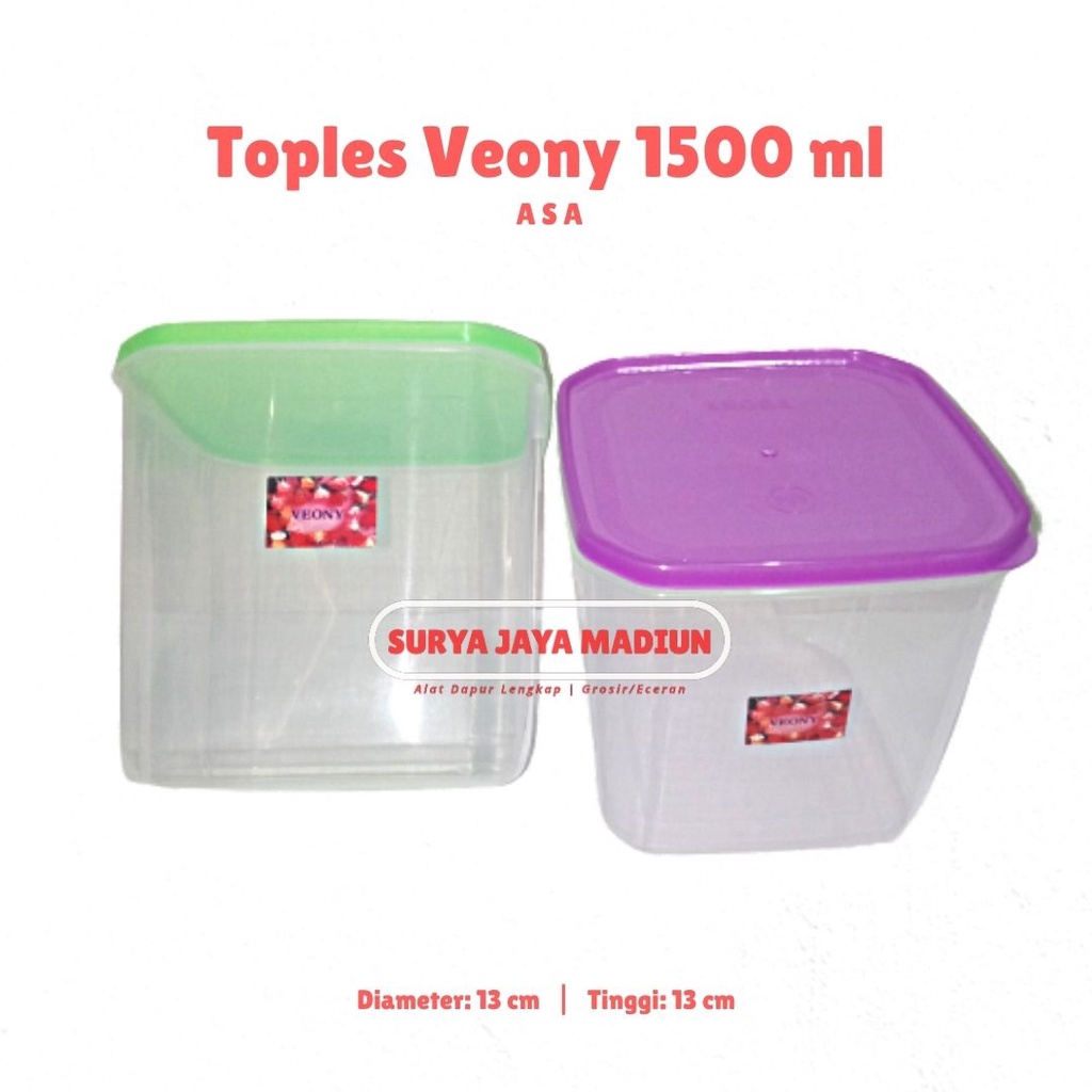 Toples Plastik Segi | Toples Jajan 1500 ml