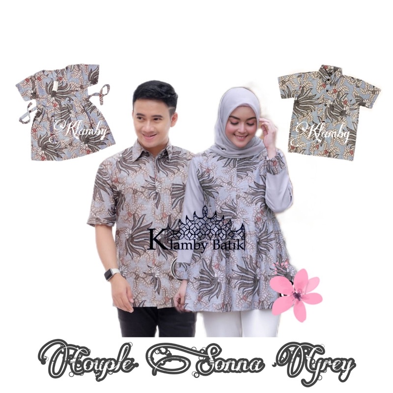 Batik Wanita Kekinian SONNA GREY Blouse Kerja Harian-3