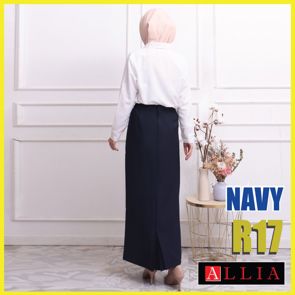 Rok Span Wanita ALLIA R17 NAVY / Rok Kerja Wanita Jumbo