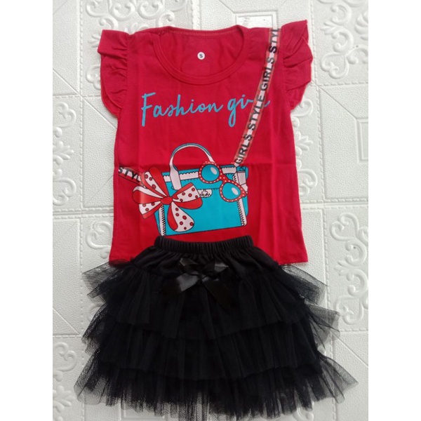 SETELAN ROK TUTU DAN KAOS RUFFLE USIA 0-1,5TH