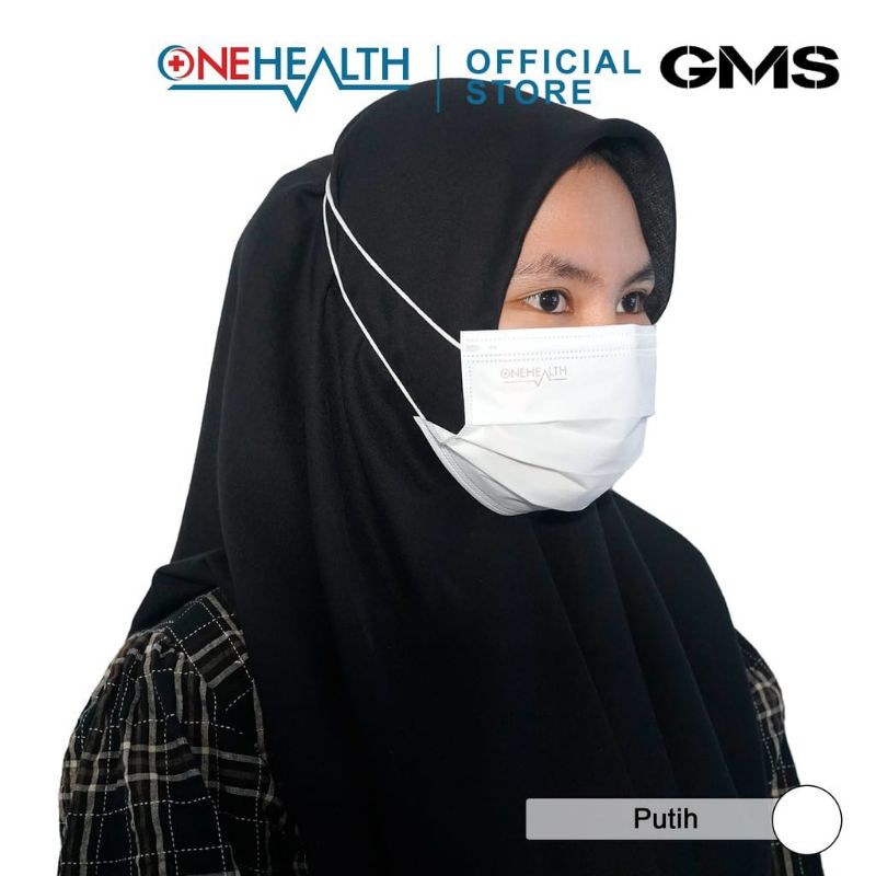 Masker Medis 3 ply Headloop / Hijab Onehealth Per Box isi 50 Pcs