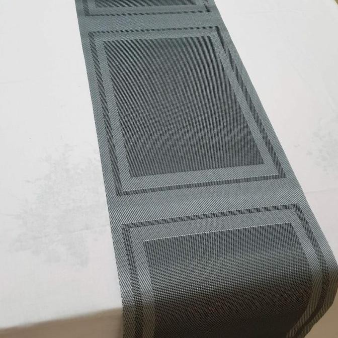 TAPLAK MEJA PANJANG TABLE RUNNER MINIMALIS PLASTIK PVC - GEOMETRIS, 30X270 CM CANTIK 
