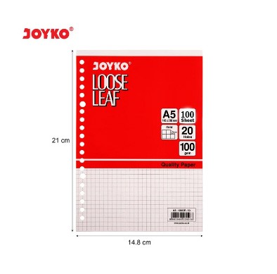 

Joyko Kertas Binder Loose Leaf Grid Kotak 5x5mm A5 100Gsm 100 Lembar