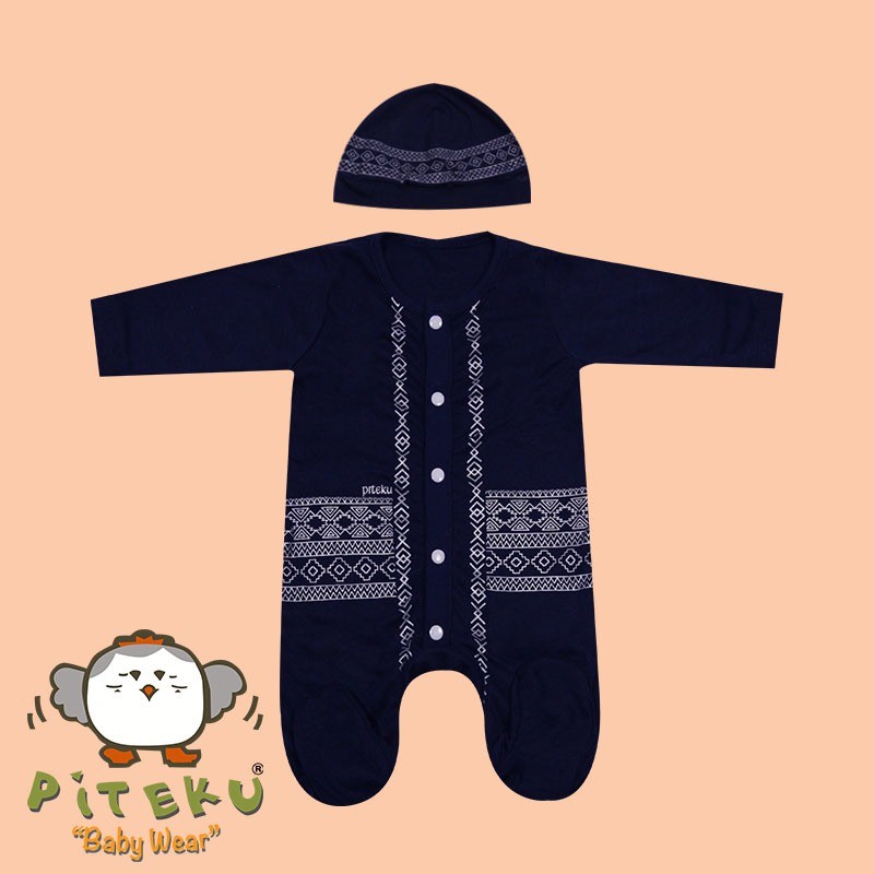 Jumper Koko Baju Muslim Bayi Laki Laki Baju Koko Bayi Newborn Piteku Baby Wear Red / Dark Blue