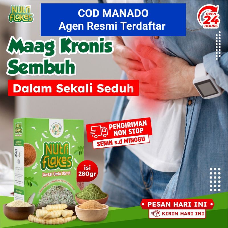 COD: NUTRIFLAKES Original MANADO Agen RESMI TERDAFTAR, Sereal Bubur Umbi Garut Atasi Maag Gerd Asam 