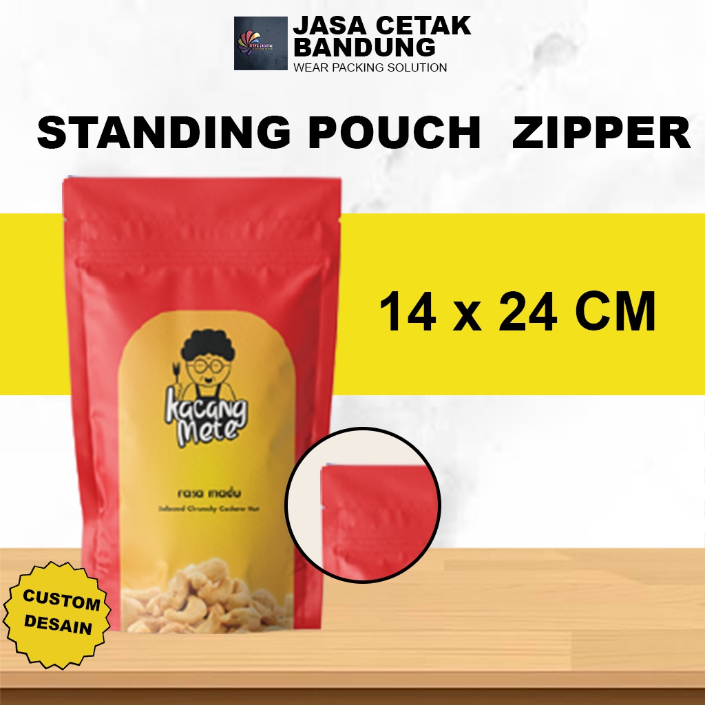 

KEMASAN CUSTOM STANDING POUCH + ZIPPER UKURAN 14X24