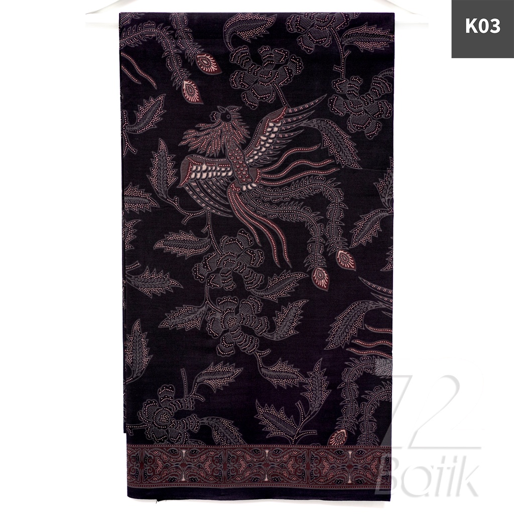 KAIN BATIK PREMIUM Bahan Katun Motif Burung Asri Warna Hitam 727641 CAP 72