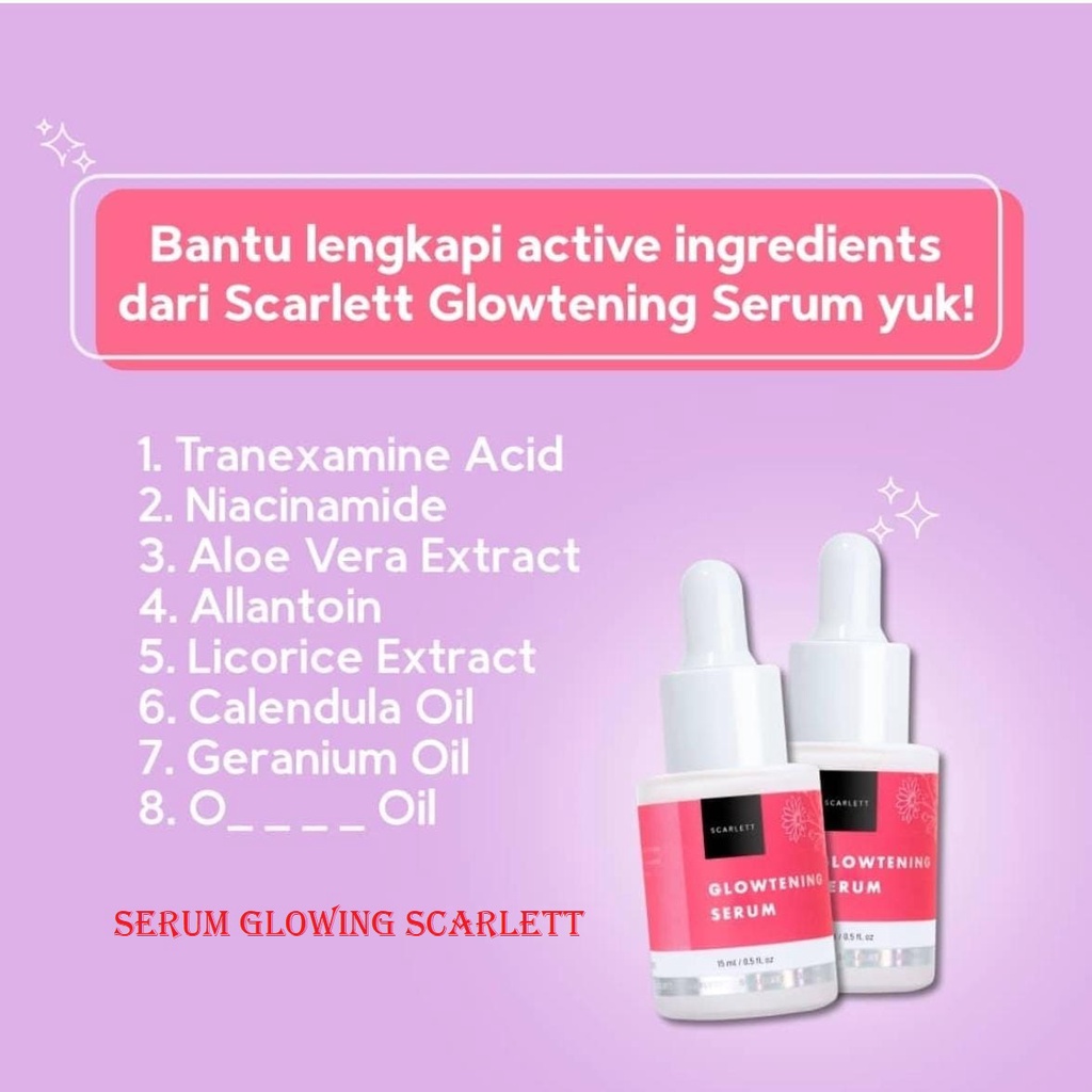 [ 1Kg = 16Pcs ] SERUM GLOWING SCARLETT BPOM / SCARLETT SERUM GLOWING / SCARLETT Glowtening Serum