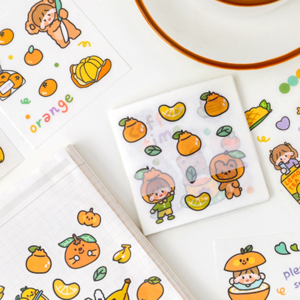 QUINTON Gift Box Kawaii Sticker Set Cartoon Stationery Decorative Sticker Packing Decoration DIY Scrapbooking Waterproof 100 pcs/box Drink Food Animals Girls Pattern Diary Photos Albums Adhesive Decals