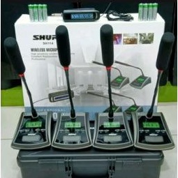 MIKROFON SHURE SH114 WIRELESS ISI 4 MIC MIMBAR PODIUM RAPAT CONFRENCE FREE COPER MULTI CHANNEL