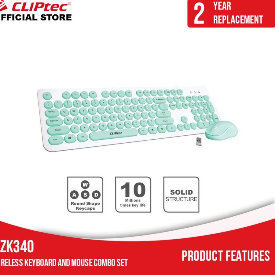 Keyboard Mouse Wireless Cliptec Young Air RZK340 Combo Colour
