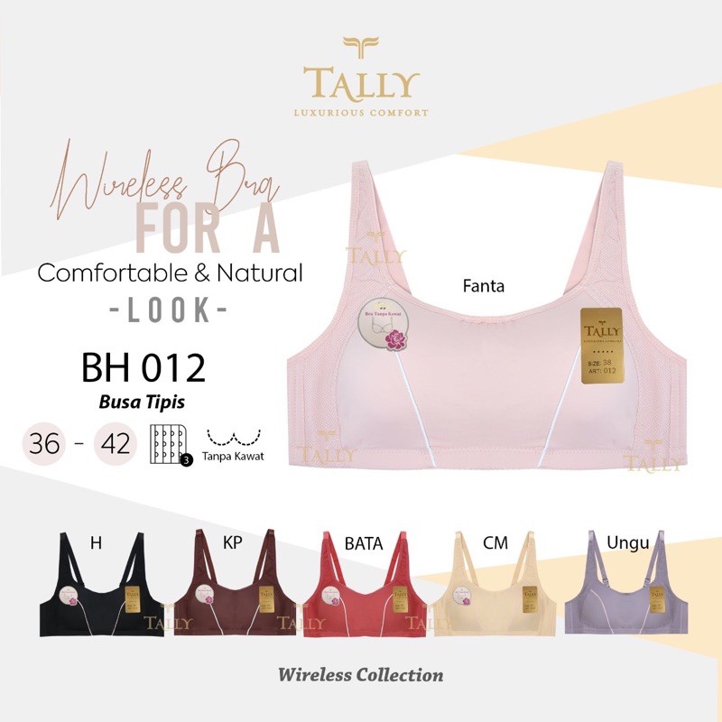 TALLY BRA BH 012 I TANPA KAWAT I BUSA TIPIS I CUP C | SIZE 36 - 42