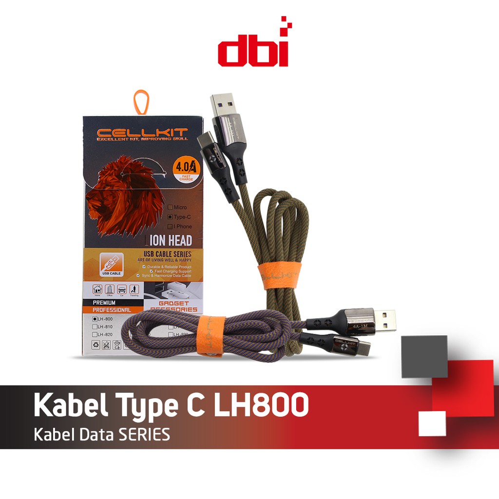 Kabel Data Premium Type C 100cm LED FAST CHARGING 4A CELLKIT LH800