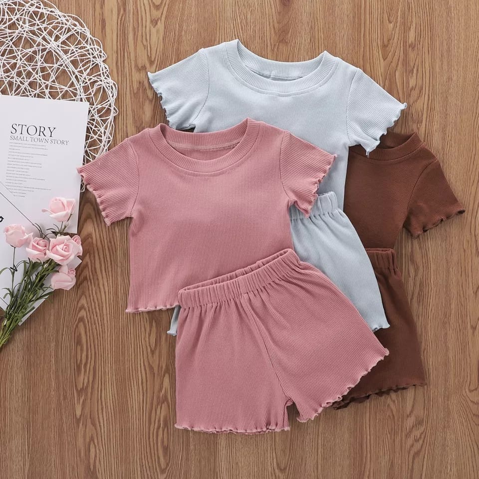 BEFAST - ZTL OOTD Setelan Anak ACHA / set anak rabella / Setelan Anak Perempuan / Oneset Anak Lucu / Pakaian Anak Perempuan Casual / Set Atasan Kaos Lengan Pendek+Celana Pendek / Oneset Anak-Anak Polos Santai Rumahan / Keluaran Terbaru 2022