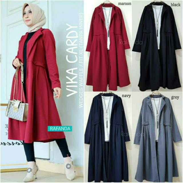 Vika Cardy, KARDIGAN WANITA MUSLIM CANTIK BAHAN WEDGES WAFFLE LD 98-110 TERMURAH PALING LARIS OOTD