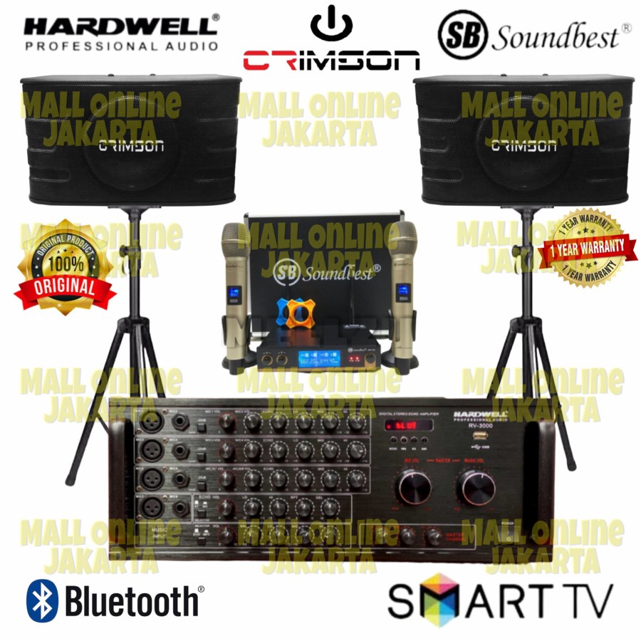 Paket sound system Hardwell Speaker crimson 10 inch Bluetooth karaoke