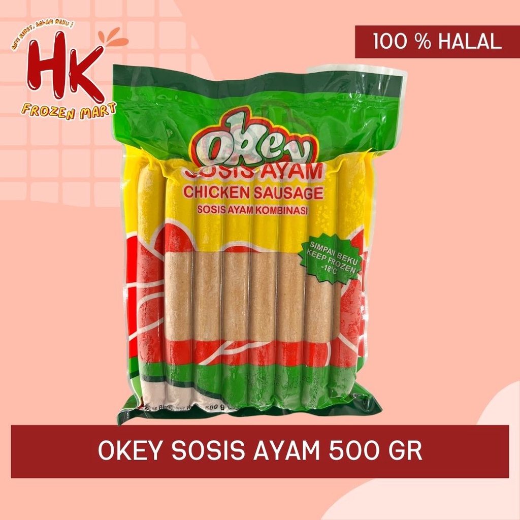 

Okey Sosis Ayam 500gr (chicken sausages belfoods bakar grill champ) / HK Frozen Mart