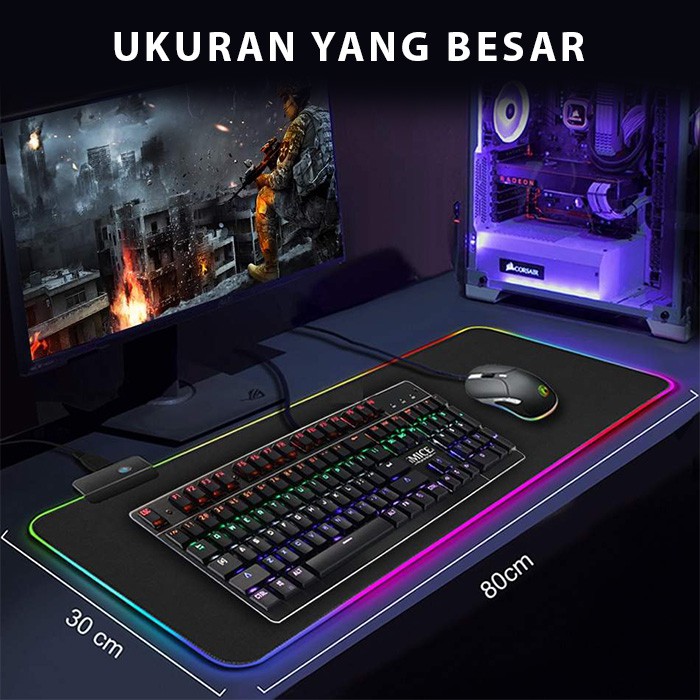 Mousepad GAMING RGB 80 X 30 CM Plus Mouse NYK For Gaming G-07 Blue