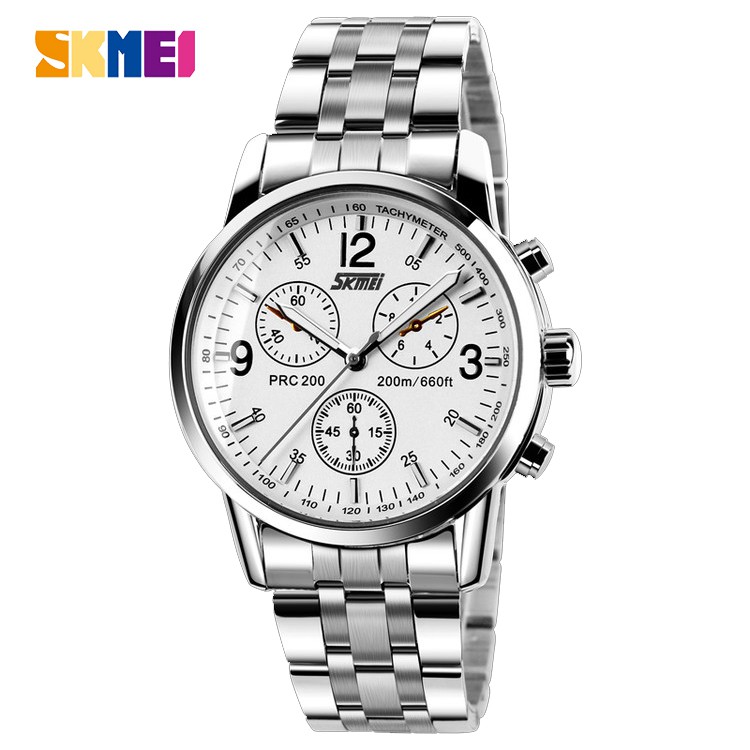 SKMEI 9070S Jam Tangan Pria Analog Tali Stainless WATCHKITE WKOS