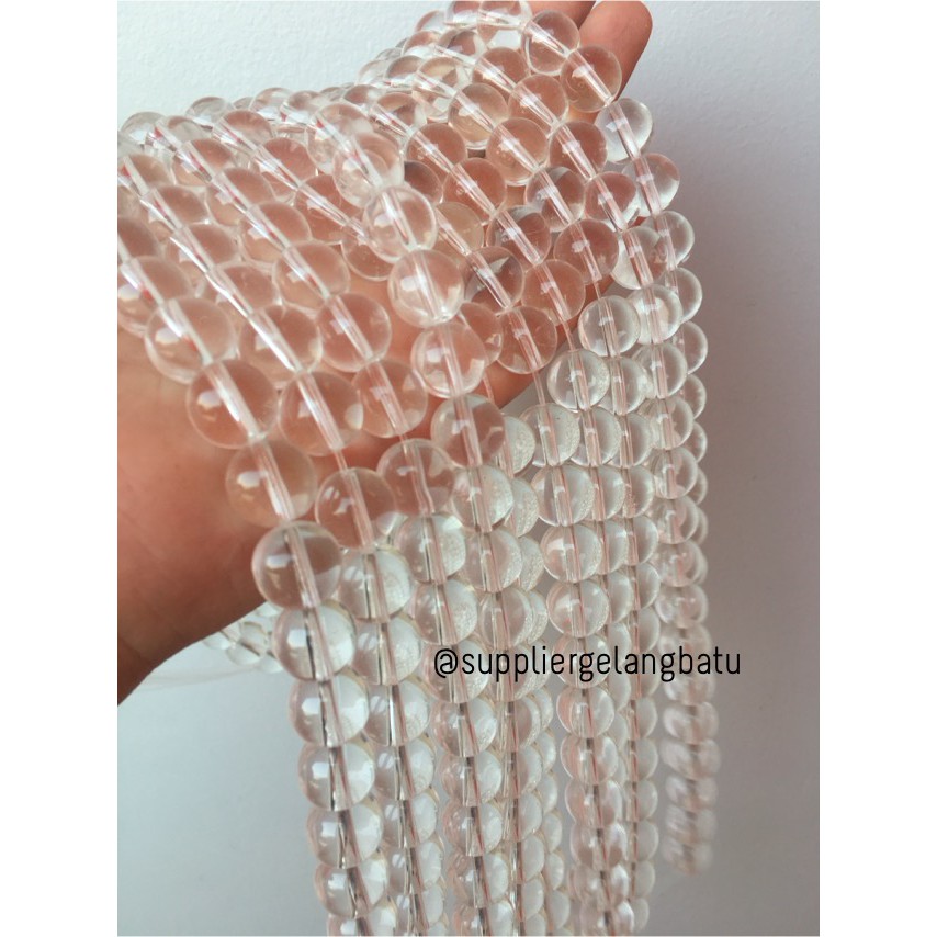 renceng bahan batu kuarsa coklat gelang clear quartz kristal 12mm akik aksesoris fashion craft beads