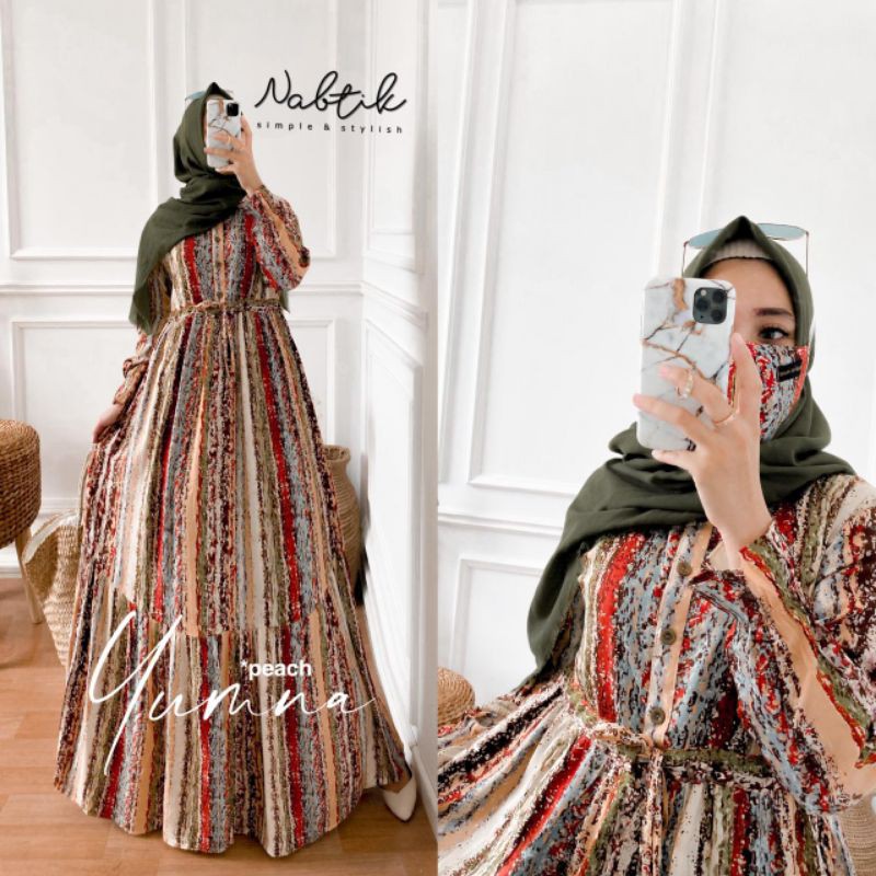 Gamis Muslim Rayon Bestseller Yumna Dress Original Nabtik Solo