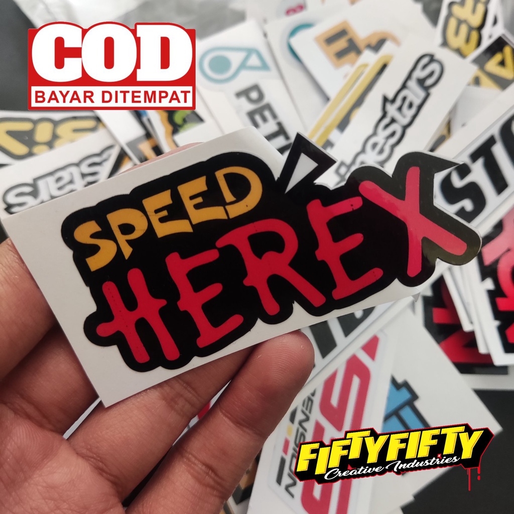 Stiker Print Cut SPEED HEREX Model 01 Stiker Printing Laminasi Glossy Stiker Motor Mobil Helm Sudah Membentuk Pola Desain