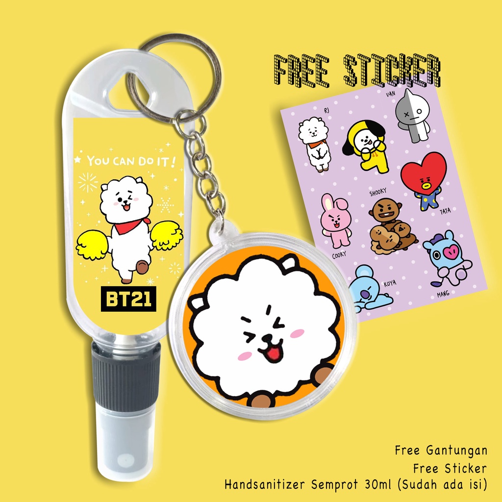 (FREE GANTUNGAN KUNCI + STICKER) HAND SANITIZER SPRAY PRAKTIS / K-POP B T 2 1