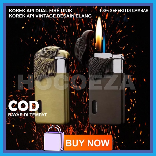 KOREK API 2 API KOREK UNIK DESAIN KEPALA ELANG KOREK VINTAGE PEMANTIK BARA 2 API GAS LIGHTER 2 IN 1 BR55