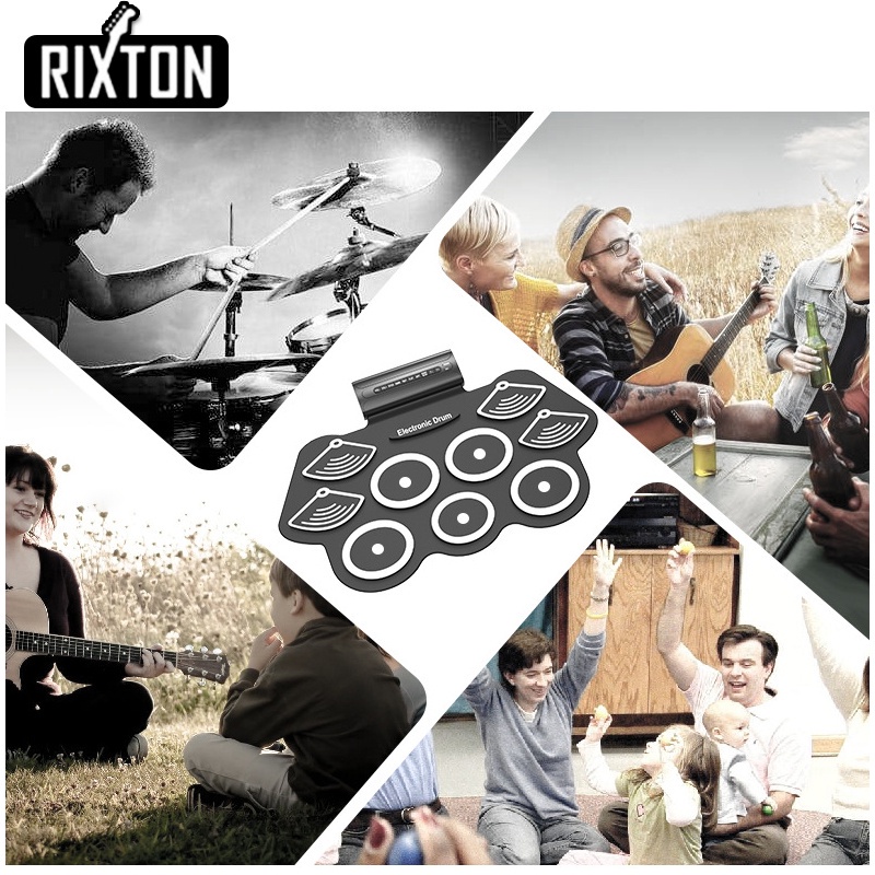 Rixton Drum Elektronik Portabel Roll Up Drum Kit Silicone Electric Drum Pad Digital Drum Kit 9 Bantalan