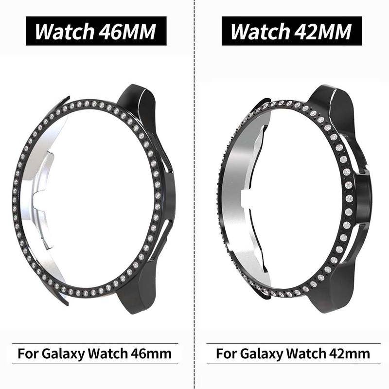 Case Bumper Pelindung Bahan PC Aksen Berlian Ukuran 40mm 44mm Untuk Samsung Watch 4 Classic 42Mm 46Mm