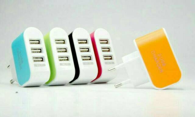 Batok Charger 3 Usb Adaptor Travel Charger 3 Usb Universal