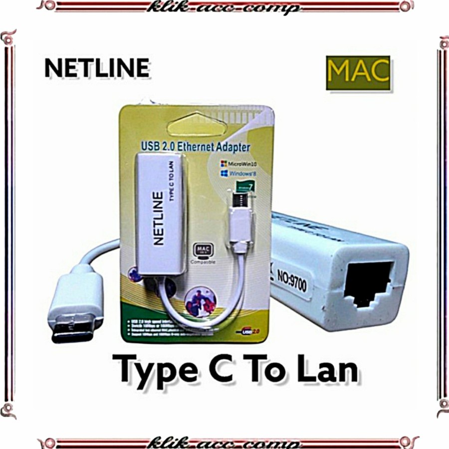 Kabel Usb Type C To Lan Ethernet Rj45 NETLINE