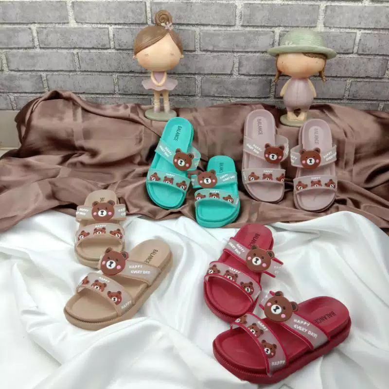 Sandal anak cewek Bear 26-35/Sandal Selop Wedges Anak Ban 2 Bear