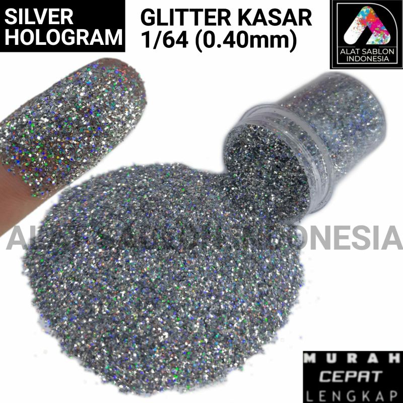 SILVER HOLOGRAM GLITTER  KASAR BUBUK GLITER 100GR 1/64
